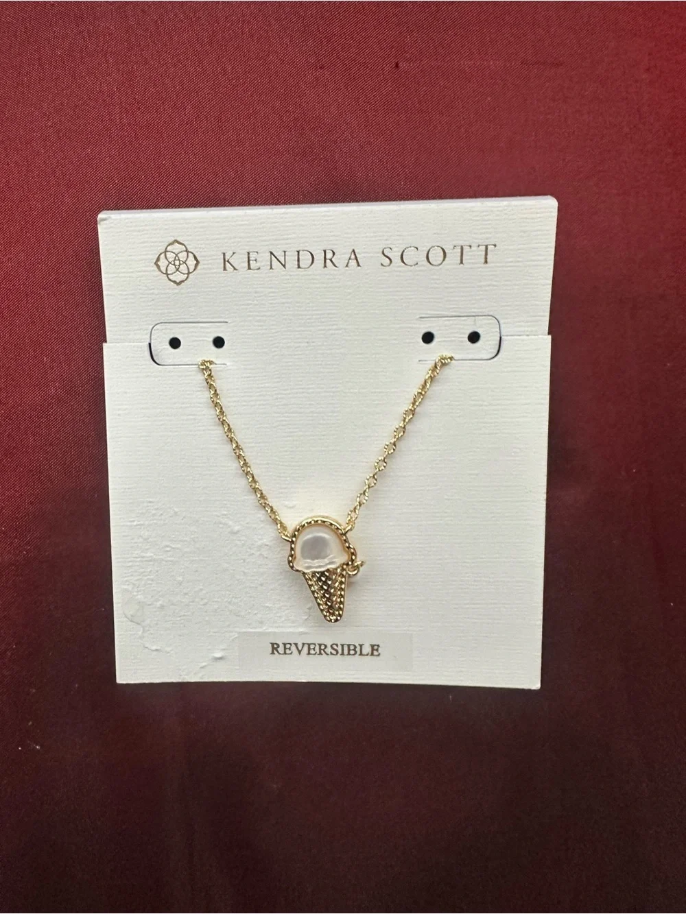 NWT! Kendra Scott 14K gold over brass Ice-Cream Cone Reversible Necklace Pendant